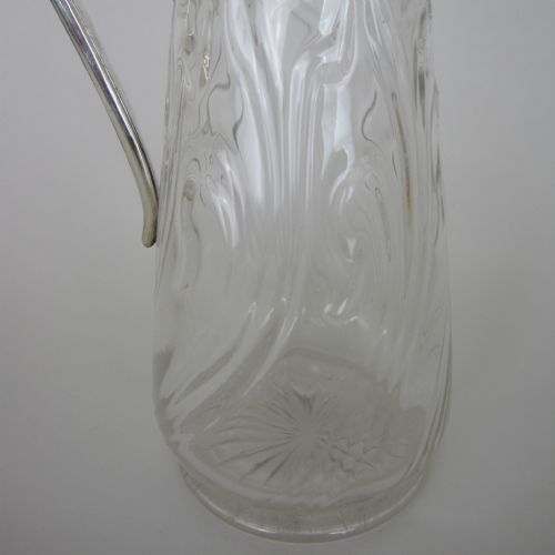 EDWARDIAN SILVER MOUNTED CLARET JUG WITH UNUSUAL SCROLL DESIGN GLASS BODY - ADDITIONAL PHOTO 4