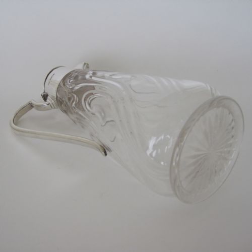 EDWARDIAN SILVER MOUNTED CLARET JUG WITH UNUSUAL SCROLL DESIGN GLASS BODY - ADDITIONAL PHOTO 5