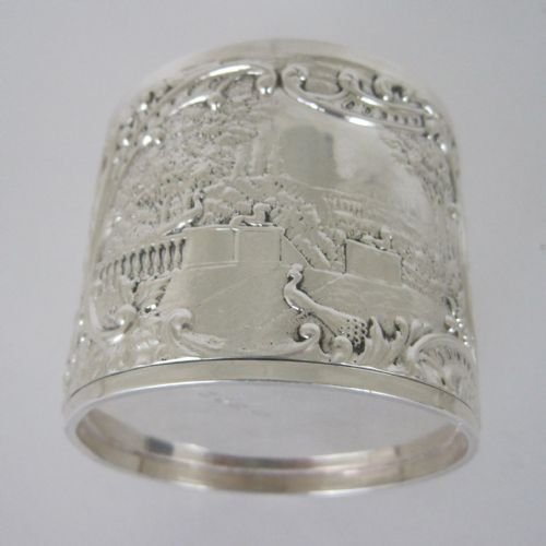 DECORATIVE VICTORIAN SILVER VANITY JAR OR BOX WITH MUSICAL THEME EMBOSSED LID - ADDITIONAL PHOTO 4