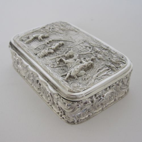 EDWARDIAN SILVER JEWELLERY OR TRINKET BOX DEPICTING CLASSICAL FIGURES AND HORSE RIDING - ADDITIONAL PHOTO 1