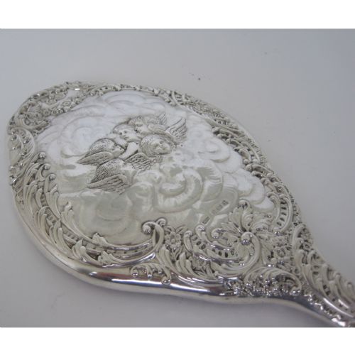 DECORATIVE EDWARDIAN SILVER REYNOLDS ANGELS HAND MIRROR - ADDITIONAL PHOTO 2