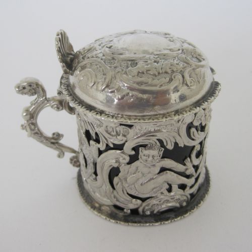pretty william comyns victorian silver mustard pot - CATEGORY: ANTIQUE SILVER - DATED 1890