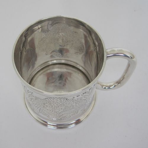 VICTORIAN CYLINDRICAL SILVER CHRISTENING MUG WITH LOOPED HANDLE - ADDITIONAL PHOTO 4