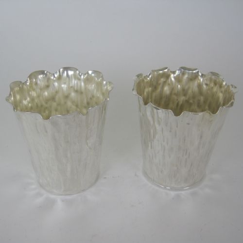 pair of rustic style victorian hukin heath silver plated flower pots - CATEGORY: ANTIQUE SILVER - DATED 1890