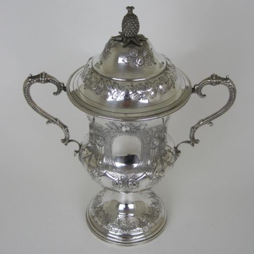 decorative victorian silver plated campagna shaped lidded trophy cup - CATEGORY: ANTIQUE SILVER - DATED 1890