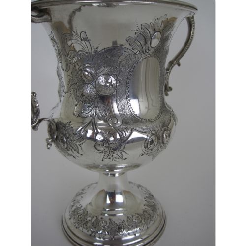 DECORATIVE VICTORIAN SILVER PLATED CAMPAGNA SHAPED LIDDED TROPHY CUP - ADDITIONAL PHOTO 5