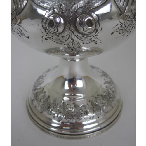 DECORATIVE VICTORIAN SILVER PLATED CAMPAGNA SHAPED LIDDED TROPHY CUP - ADDITIONAL PHOTO 6