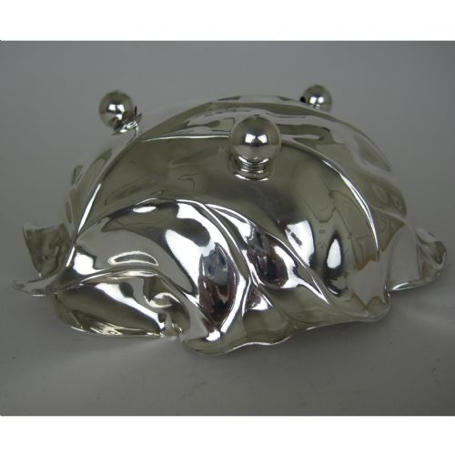 EDWARDIAN SILVER PLATED BOWL IN THE FORM OF A CABBAGE LEAF - ADDITIONAL PHOTO 4