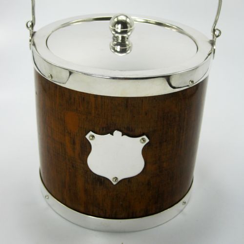 PLAIN DANIEL ARTER OAK AND SILVER PLATE CYLINDRICAL BARREL - ADDITIONAL PHOTO 1