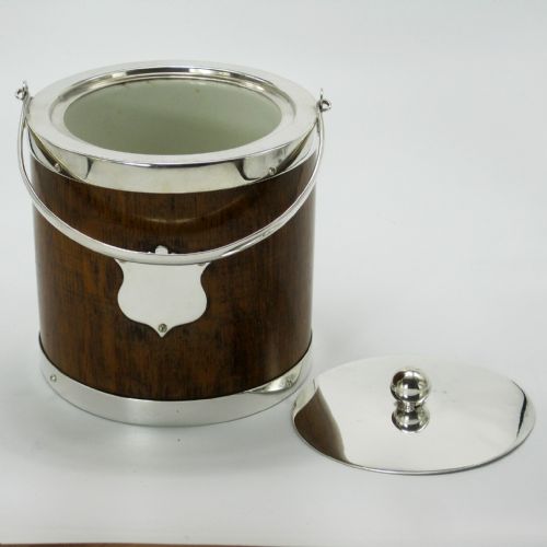 PLAIN DANIEL ARTER OAK AND SILVER PLATE CYLINDRICAL BARREL - ADDITIONAL PHOTO 2