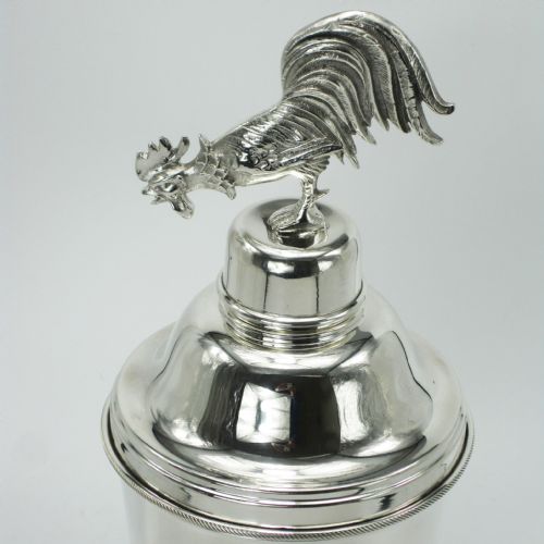 LARGE VINTAGE SILVER PLATED JAMES DIXON SON COCKEREL MOTIF COCKTAIL SHAKER - ADDITIONAL PHOTO 1