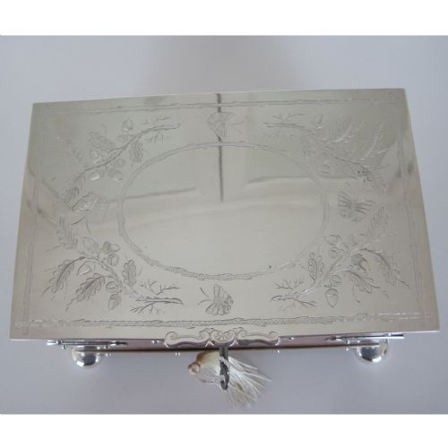 LATE VICTORIAN RECTANGULAR OAK AND SILVER PLATED DOUBLE TEA CADDY - ADDITIONAL PHOTO 1