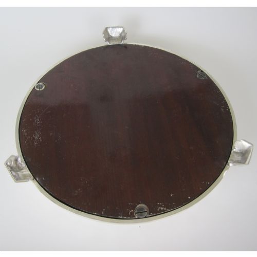 VICTORIAN SILVER PLATED CIRCULAR MIRROR CAKE STAND WITH ENGRAVED FLORAL FRAME - ADDITIONAL PHOTO 4