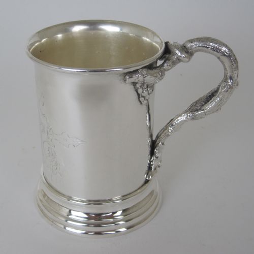 victorian cast silver plated childs mug with engraved empty floral cartouche - CATEGORY: ANTIQUE SILVER - DATED 1880