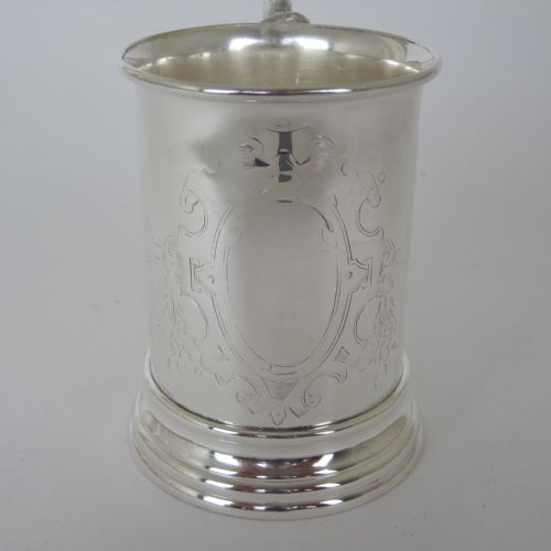 VICTORIAN CAST SILVER PLATED CHILDS MUG WITH ENGRAVED EMPTY FLORAL CARTOUCHE - ADDITIONAL PHOTO 1