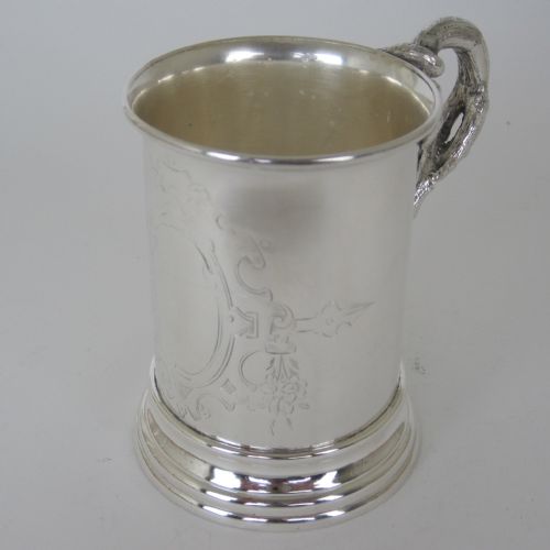 VICTORIAN CAST SILVER PLATED CHILDS MUG WITH ENGRAVED EMPTY FLORAL CARTOUCHE - ADDITIONAL PHOTO 3
