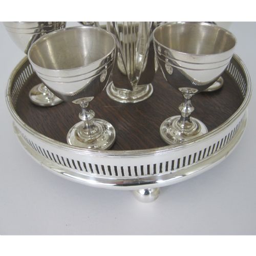 UNUSUAL LATE VICTORIAN OAK AND SILVER PLATE SIX CUP EGG CRUET - ADDITIONAL PHOTO 1