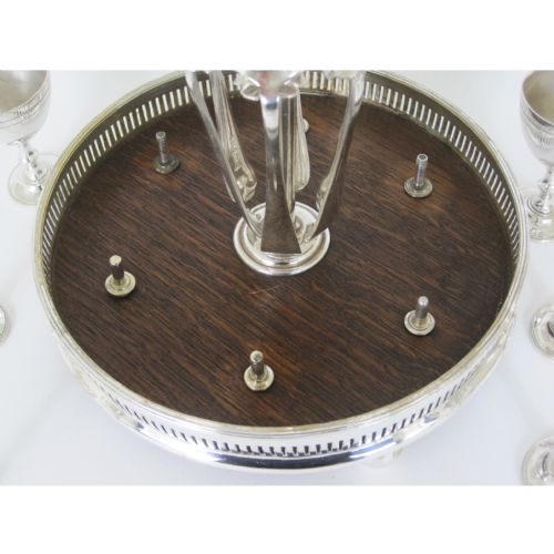 UNUSUAL LATE VICTORIAN OAK AND SILVER PLATE SIX CUP EGG CRUET - ADDITIONAL PHOTO 3