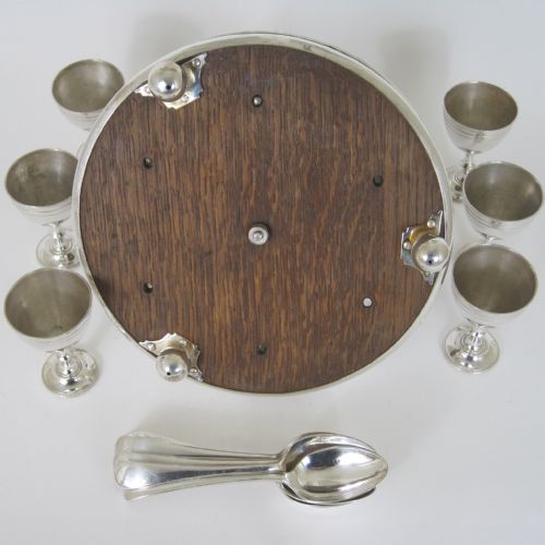 UNUSUAL LATE VICTORIAN OAK AND SILVER PLATE SIX CUP EGG CRUET - ADDITIONAL PHOTO 4