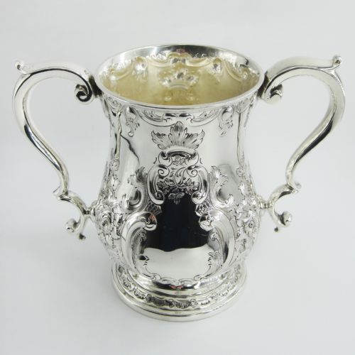 ORNATE VICTORIAN SILVER PLATED TROPHY CUP WITH TWO SCROLL HANDLES - ADDITIONAL PHOTO 1