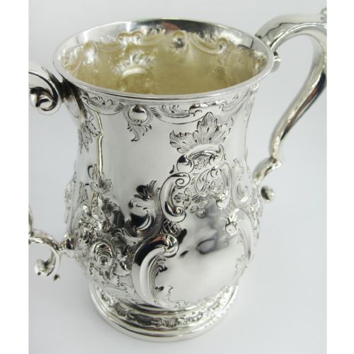 ORNATE VICTORIAN SILVER PLATED TROPHY CUP WITH TWO SCROLL HANDLES - ADDITIONAL PHOTO 3
