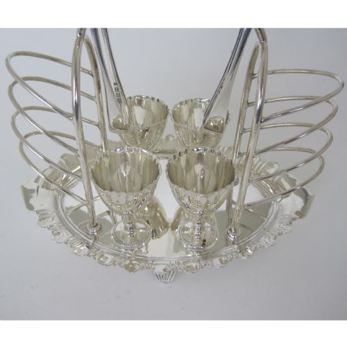 VICTORIAN SILVER PLATED TOAST RACK AND EGG CRUET - ADDITIONAL PHOTO 1