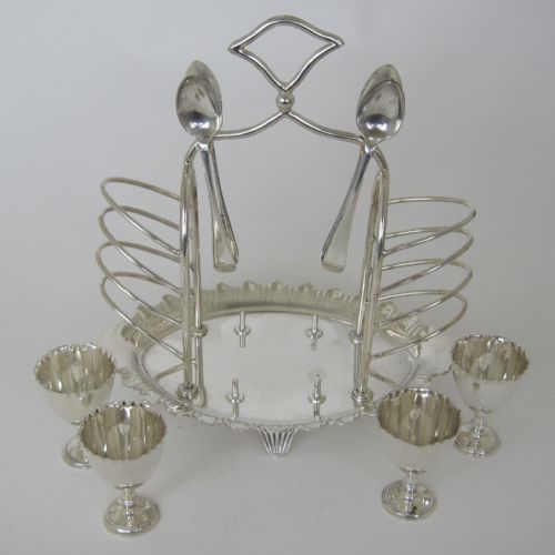 VICTORIAN SILVER PLATED TOAST RACK AND EGG CRUET - ADDITIONAL PHOTO 2
