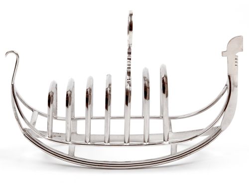 LARGE VICTORIAN SILVER PLATED GONDOLA SHAPED TOAST RACK - ADDITIONAL PHOTO 1