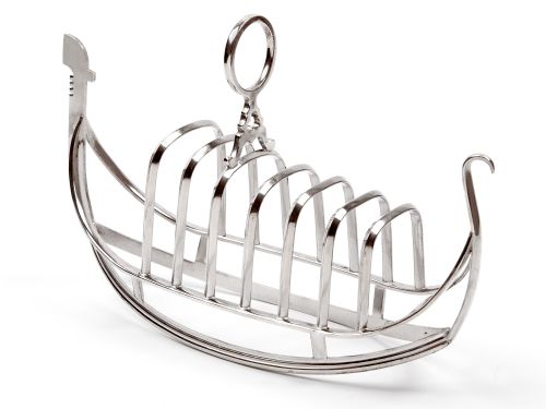 LARGE VICTORIAN SILVER PLATED GONDOLA SHAPED TOAST RACK - ADDITIONAL PHOTO 3