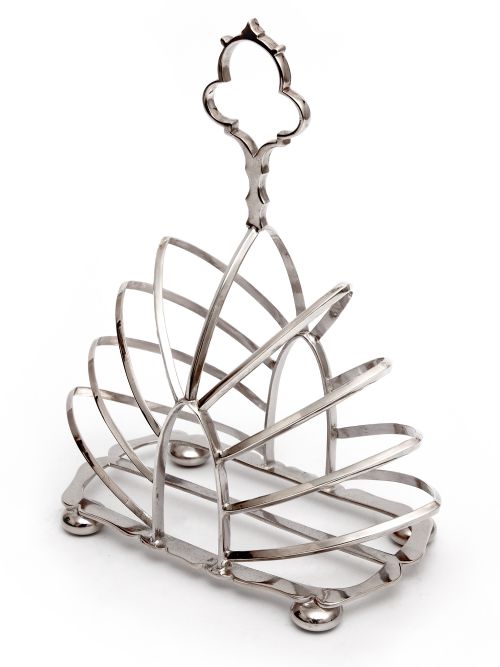 victorian silver plated toast rack with eight arch shaped dividers - CATEGORY: ANTIQUE SILVER - DATED 1890