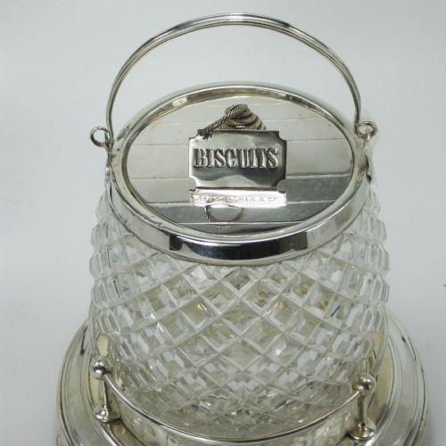 VICTORIAN CUT GLASS AND SILVER PLATED BISCUIT BARREL - ADDITIONAL PHOTO 1