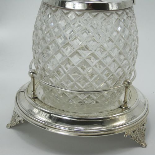 VICTORIAN CUT GLASS AND SILVER PLATED BISCUIT BARREL - ADDITIONAL PHOTO 3