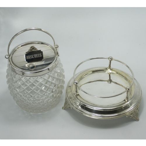 VICTORIAN CUT GLASS AND SILVER PLATED BISCUIT BARREL - ADDITIONAL PHOTO 4