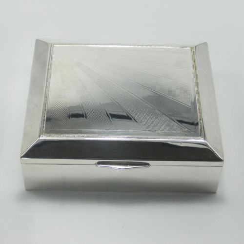art deco style silver plated box with an engine turned pattern - CATEGORY: ANTIQUE SILVER - DATED 1940