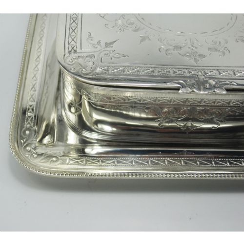 VICTORIAN SILVER PLATED BUTTER OR PRESERVE DISH WITH GLASS LINER - ADDITIONAL PHOTO 2