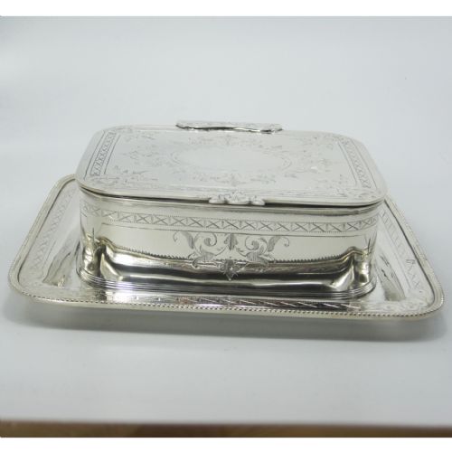 VICTORIAN SILVER PLATED BUTTER OR PRESERVE DISH WITH GLASS LINER - ADDITIONAL PHOTO 3