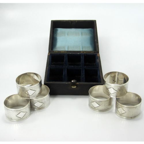 BOXED SET OF SIX VICTORIAN SILVER PLATED NAPKIN RINGS - ADDITIONAL PHOTO 2