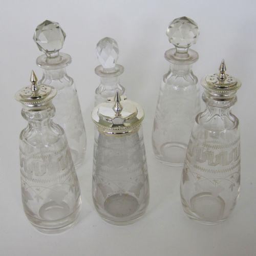 VICTORIAN NOVELTY SILVER PLATED SIX BOTTLE CRUET SET IN AN EGYPTIAN STYLE - ADDITIONAL PHOTO 9