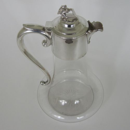 VICTORIAN SILVER PLATED CLARET JUG WITH A MYTHICAL WINGED DRAGON ON THE LID - ADDITIONAL PHOTO 1