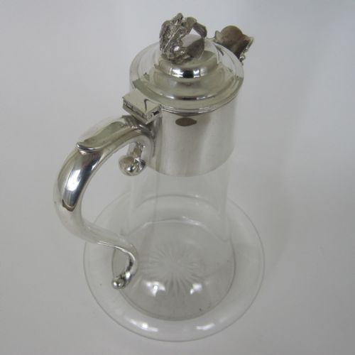 VICTORIAN SILVER PLATED CLARET JUG WITH A MYTHICAL WINGED DRAGON ON THE LID - ADDITIONAL PHOTO 3