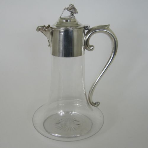 VICTORIAN SILVER PLATED CLARET JUG WITH A MYTHICAL WINGED DRAGON ON THE LID - ADDITIONAL PHOTO 5