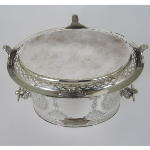 VICTORIAN SILVER PLATED BOX WITH CAST DOGS HEAD HANDLES - ADDITIONAL PHOTO 4