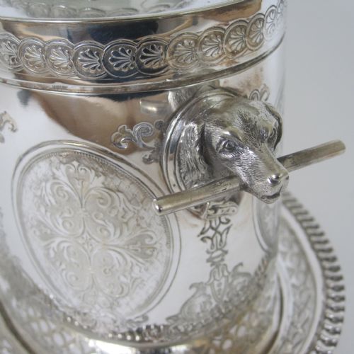 VICTORIAN SILVER PLATED BOX WITH CAST DOGS HEAD HANDLES - ADDITIONAL PHOTO 5