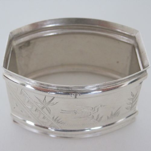 BOXED SET OF SIX AESTHETIC MOVEMENT SILVER PLATED NAPKIN RINGS - ADDITIONAL PHOTO 2