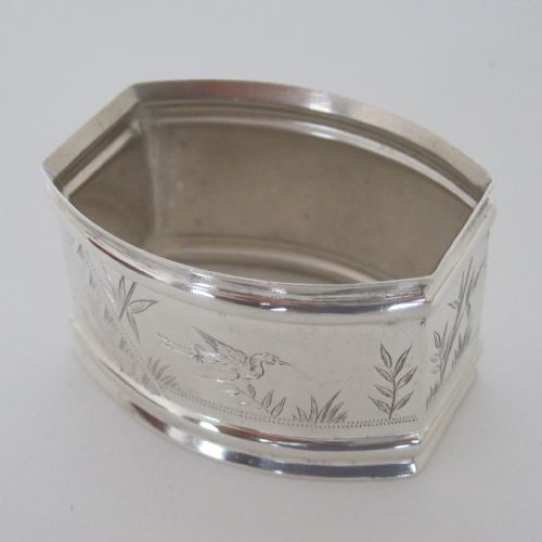 BOXED SET OF SIX AESTHETIC MOVEMENT SILVER PLATED NAPKIN RINGS - ADDITIONAL PHOTO 5