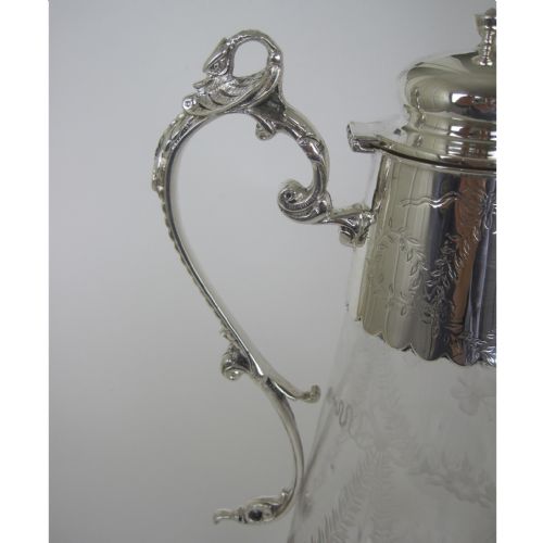 ENGRAVED GLASS AND SILVER PLATE CLARET JUG WITH SWAN MOTIF - ADDITIONAL PHOTO 1