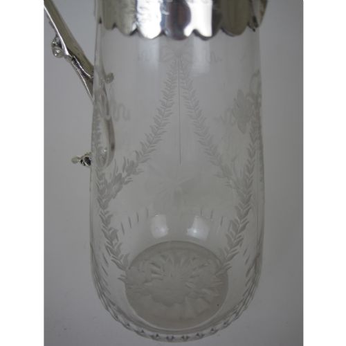 ENGRAVED GLASS AND SILVER PLATE CLARET JUG WITH SWAN MOTIF - ADDITIONAL PHOTO 3