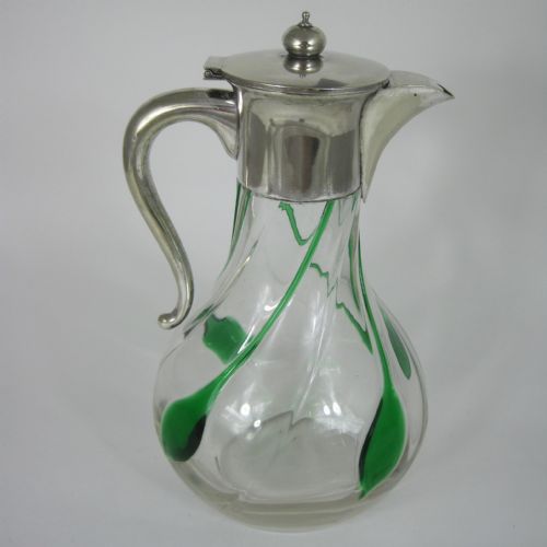 unusual arts and crafts style john grinsell son silver plated claret jug - CATEGORY: ANTIQUE SILVER - DATED 1890