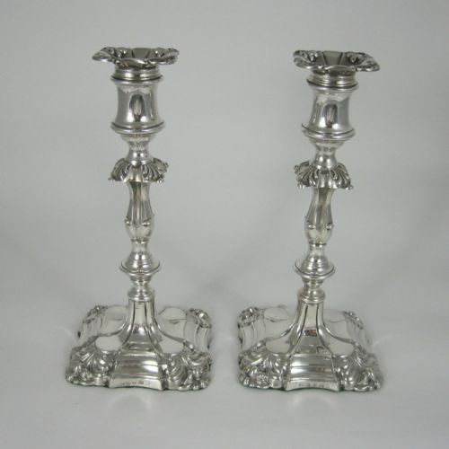 pair of victorian silver candlesticks in a george iii style - CATEGORY: ANTIQUE SILVER - DATED 1750