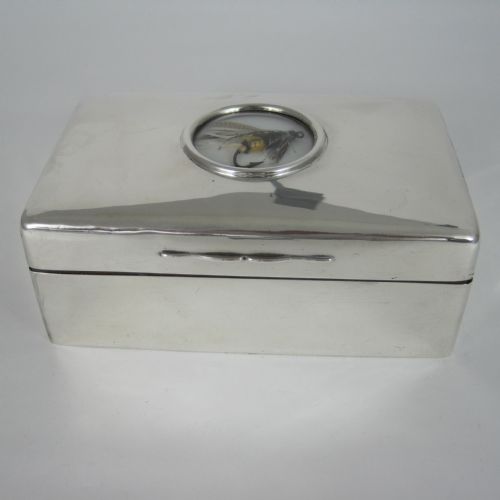 EDWARDIAN CHESTER SILVER BOX WITH FLY FISHING CARTOUCHE - ADDITIONAL PHOTO 1